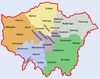 South East London Region City Map | Map of London Political Regional