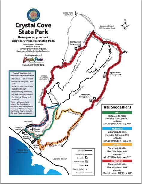 Map of Hiking Trails | Crystal Cove | Crystal cove state park, State parks, State park camping