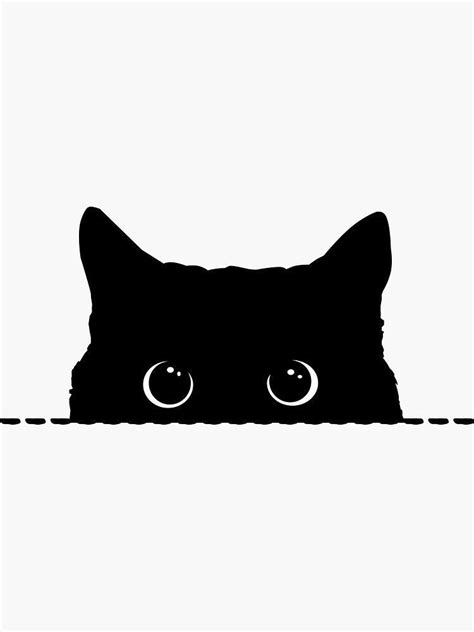 Black Cat Peeking Sticker by nameonshirt | Black cat tattoos, Black cat art, Black cat drawing