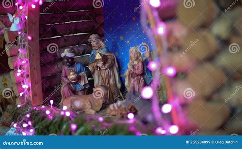 Nativity Scene, Christmas Nativity Scene in a Stable with an Angel, Kings and Shepherds ...