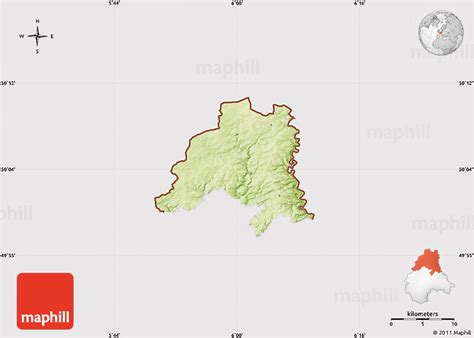 Physical Map of Clervaux, cropped outside