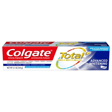 Colgate Total Whitening Toothpaste, Advanced Whitening, 5.1 ounce - Walmart.com