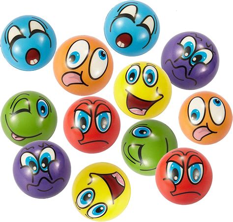 Emoji Stress Ball 12 PCS Party Favor Balls (2.5") Squeeze Toy to Release Stress (Stress Ball ...