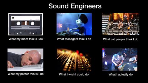 The life of a sound guy. Or gal. Sort of like "configuration management ...