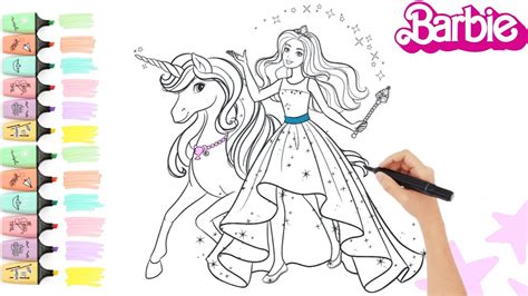 Barbie and Unicorn Dreamtopia Coloring Page | Barbie Coloring video for kids #coloringpages # ...