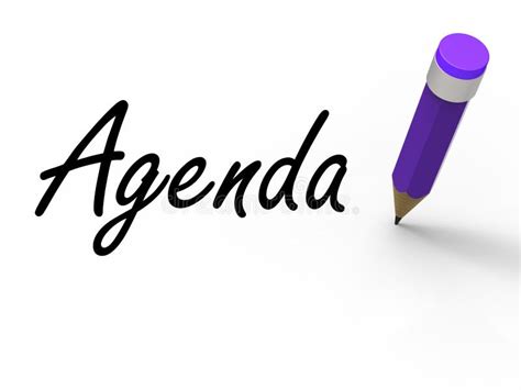 Agenda with Pencil Means Written Agendas Stock Illustration ...