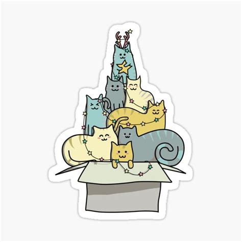 "Cute Kawaii Cat Christmas Tree" Sticker for Sale by freeves | Redbubble