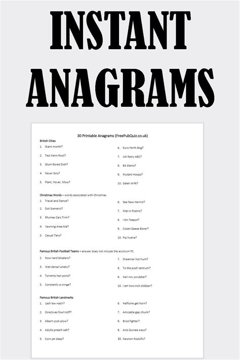 Anagrams, Printable Anagrams. Printable anagrams on an A4 sheet - ready ...