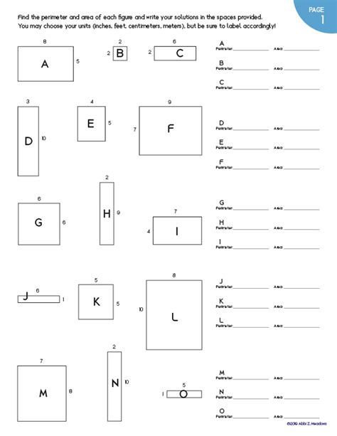 Area and Perimeter - Worksheets Library