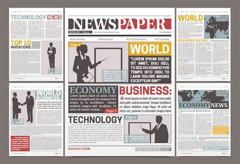 Free Vector | Newspaper template design with financial articles news ...