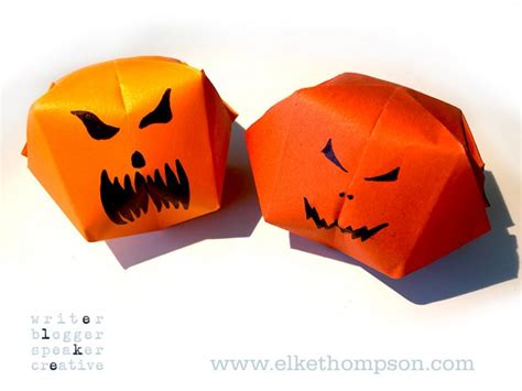 Halloween origami pumpkin fun with folding instructions... - Elke Thompson