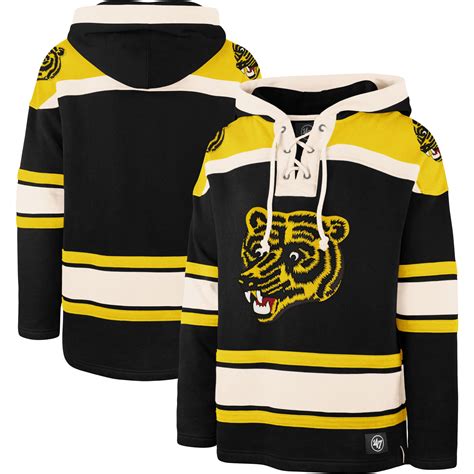 Men's Boston Bruins '47 Black Heritage Superior Lacer Pullover Hoodie