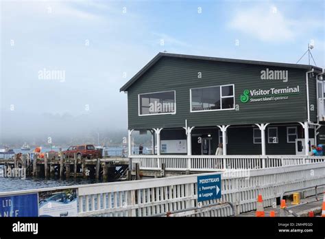 Ferry terminal and wharf, Oban Township, Stewart Island, South Island, New Zealand Stock Photo ...