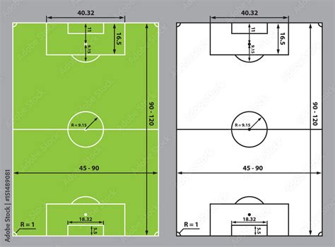 soccer field or football field sizes, stadium scheme top view Stock Vector | Adobe Stock