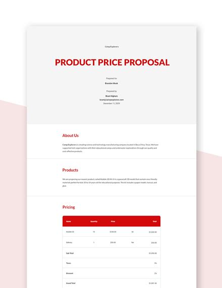 6+ FREE Pricing Proposal Templates [Edit & Download] | Template.net