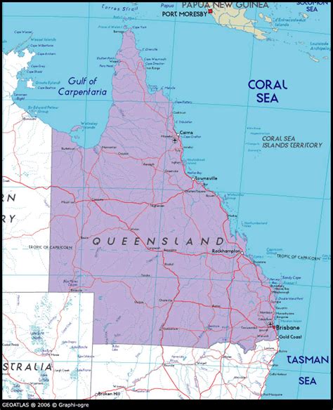 Map of Queensland - Australia - Tourizm maps of the World, Australia Atlas