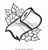 A roll Of toilet paper Contour Illustration For coloring Template  sketch template