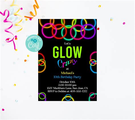 Glow In The Dark Party Invitation Wording