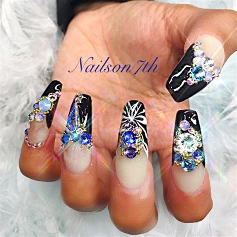 Cardi B Black, Clear Jewels, Nail Art Nails | Steal Her Style