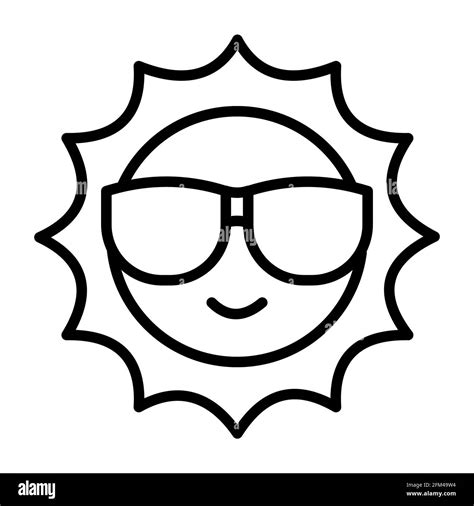 Cartoon smiling sun characters sunglasses Black and White Stock Photos ...