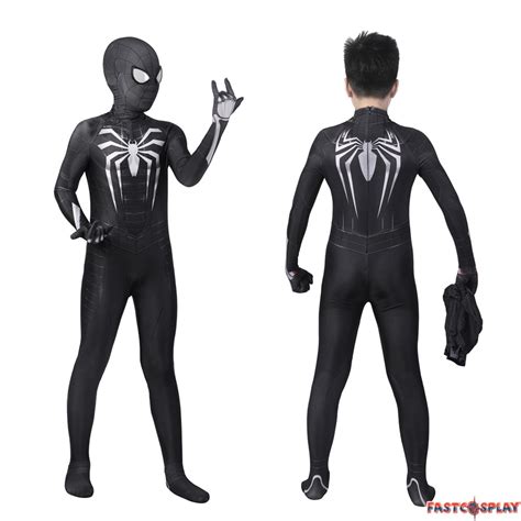 PS5 Spider-Man Miles Morales Symbiote Black Suit Kids Jumpsuit