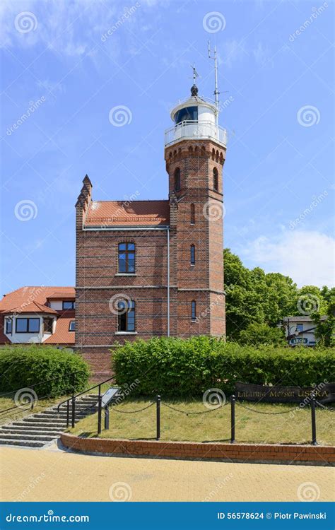 Ustka lighthouse editorial stock image. Image of haven - 56578624