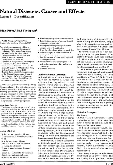 Natural Disasters: Causes and Effects: Lesson 8—Desertification ...