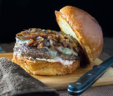 Wagyu Beef Burger with Red Wine Caramelized Onions, and Roasted Garlic ...