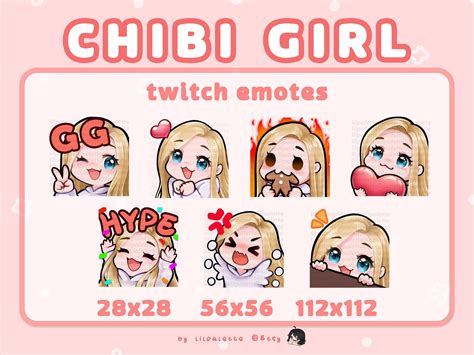 Blonde Hair Blue Eyes Chibi Girl Twitch Emotes Pack | Etsy Canada ...