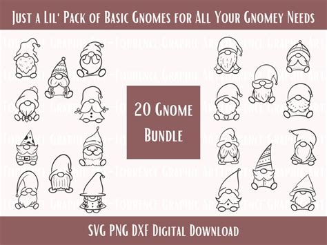 Basic Gnome SVG Bundle Gnome Outline SVG Svg Png Dxf Digital Download ...