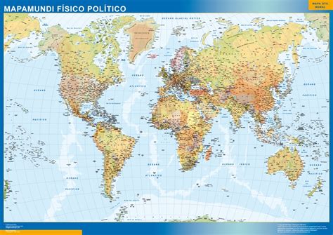 Mapamundi Fisico Politico plastificado | Mapas para Colombia y América ...