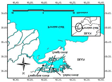 A map showing Musa estuary and the creeks | Download Scientific Diagram