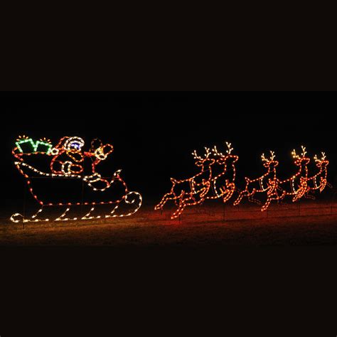 Animated LED Santa Sleigh & 5 Reindeer Display - 30' W