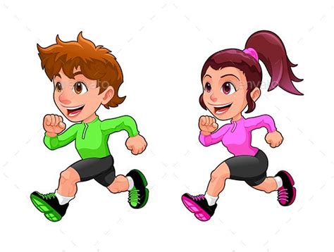 Funny Running Boy and Girl Running Cartoon, Running Humor, Girl Running, Funny Running, Cartoon ...