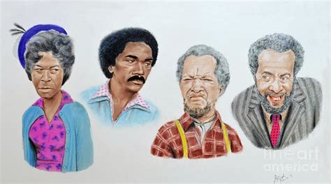 The Cast of Sanford and Son Mixed Media by Jim Fitzpatrick - Pixels