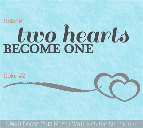 Two Hearts Become One - Wall Decal for Wedding Decoration, Gift