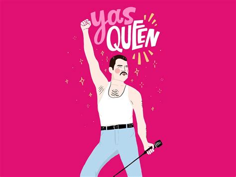 YAS QUEEN card procreate typography lettering design illustration freddie mercury queen | Yas ...