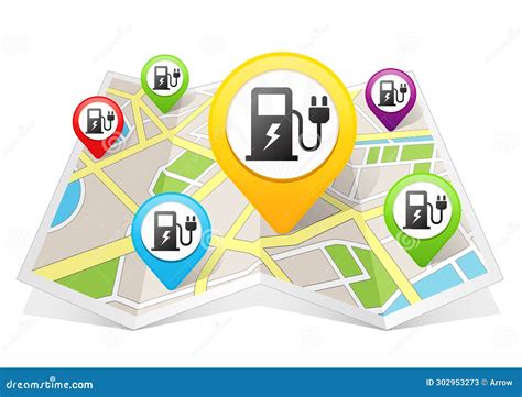 Electric Car Charging Station Map Pointer Location Destination on Map ...