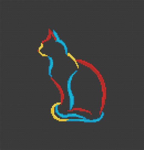 Cat Silhouette Cross Stitch Pattern EASY Embroidery Chart Cats - Etsy