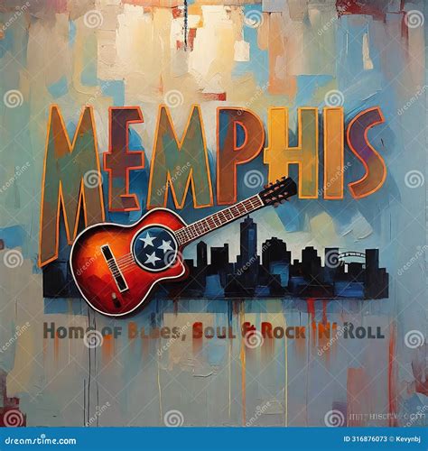 Memphis Music Poster Art Blues Soul and Rock & Roll Logo Painting Sketch Stock Illustration ...