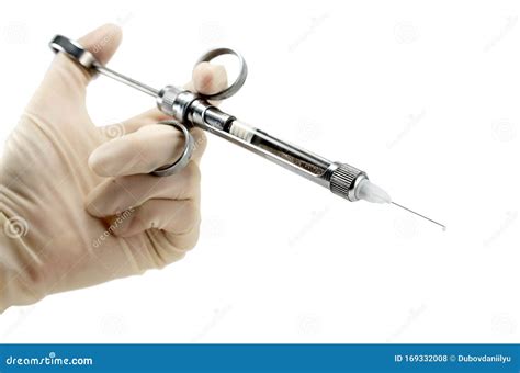 Dentist`s Hand with Carpool Syringe for Local Anesthesia on White Background Stock Photo - Image ...