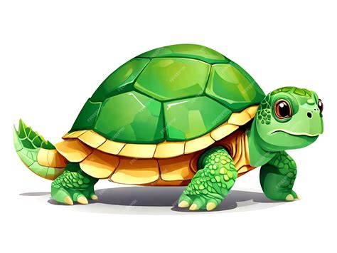 Premium Vector | Vector side view of a turtle with a green shell in cartoon style isolated