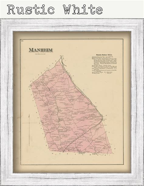 MANHEIM, Pennsylvania 1876 Map - Replica or Genuine ORIGINAL