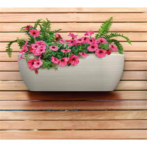 Wall Decor Plastic Planter for Home Indoor/Outdoor. 20 x 8 x 6.5 inch. (Beige Stone Color ...