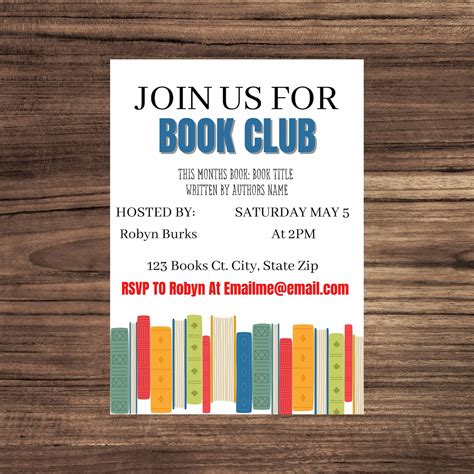 Book club invitation Canva template digital Invitation | Etsy