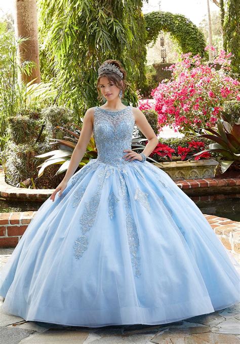 This Mori Lee Valencia 60122 light blue sweet 16 gown is crafted in ...