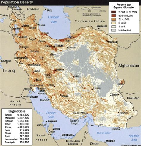 Map of population density for Iran [14]. | Download Scientific Diagram