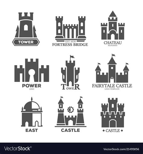 Castle or fortress parts for logo icons Royalty Free Vector