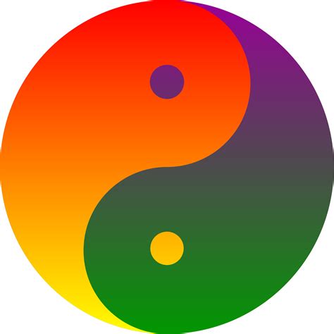 an image of a yin yang symbol in the middle of a rainbow hued circle