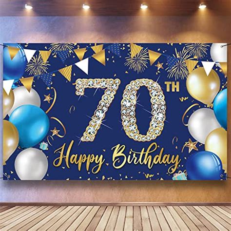 70th Birthday Decorations Backdrop Banner for Men, Happy 70th Birthday ...